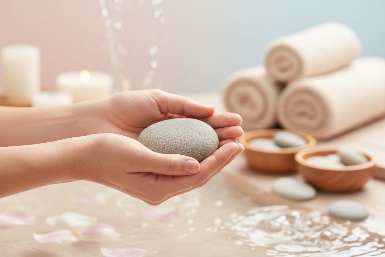 mein produkt ist für menschen die sich zu dick in ihrem körper fühlen es soll ihnen helfen abzunehmen so eine wohlfühloase wäre nicht schlecht als bild sanfte händer oder so